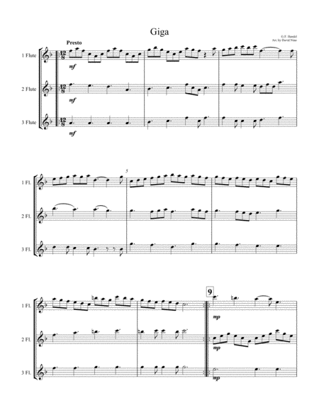 Giga Handel For Three Flues Sheet Music