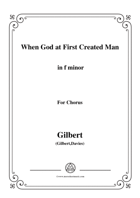 Gilbert Christmas Carol When God At First Created Man In F Minor Sheet Music