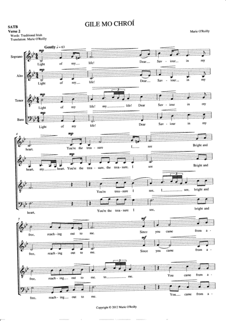 Free Sheet Music Gile Mo Chroi Satb Verse 1