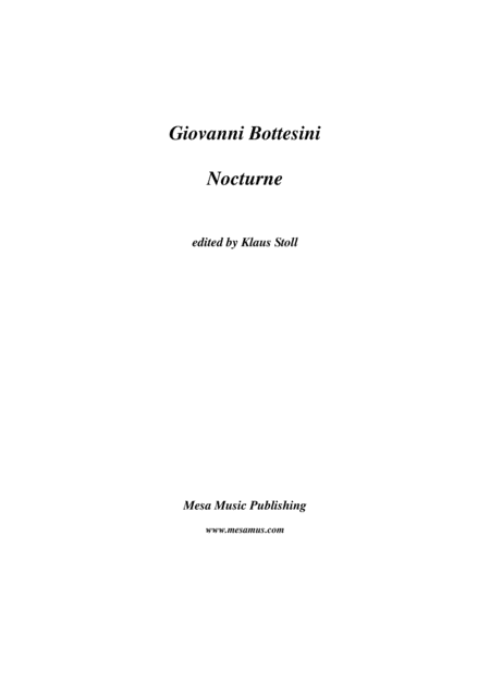 Giovanni Bottesini Nocturne Transcribed And Edited By Klaus Stoll Sheet Music