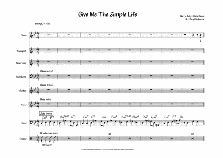 Give Me The Simple Life Vocal With Small Band 3 Horns Key Of Bb Sheet Music