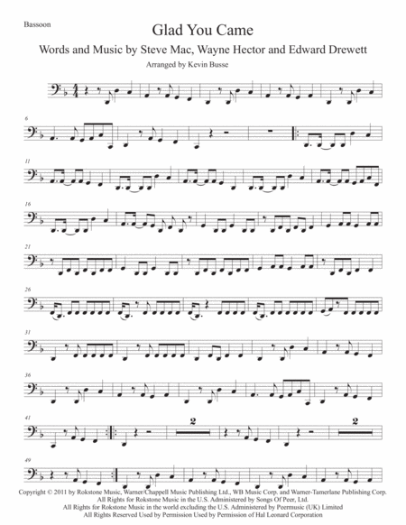 Glad You Came Bassoon Sheet Music