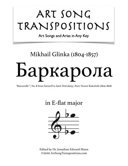 Free Sheet Music Glinka Barcarolle Transposed To E Flat Major