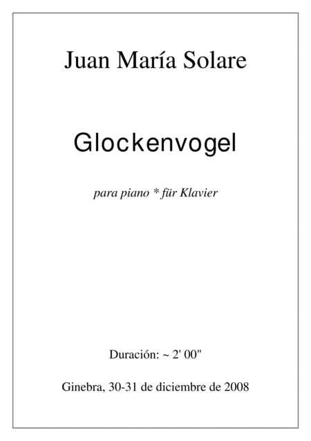 Glockenvogel Piano Solo Sheet Music