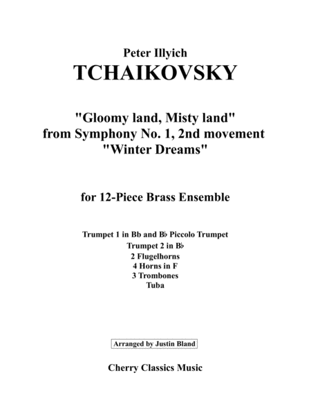 Gloomy Land Misty Land From Symphony No 1 For 12 Piece Brass Ensemble Sheet Music