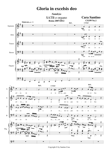 Gloria In Excelsis Deo Christmas Motet For Choir Satb And Organ Sheet Music