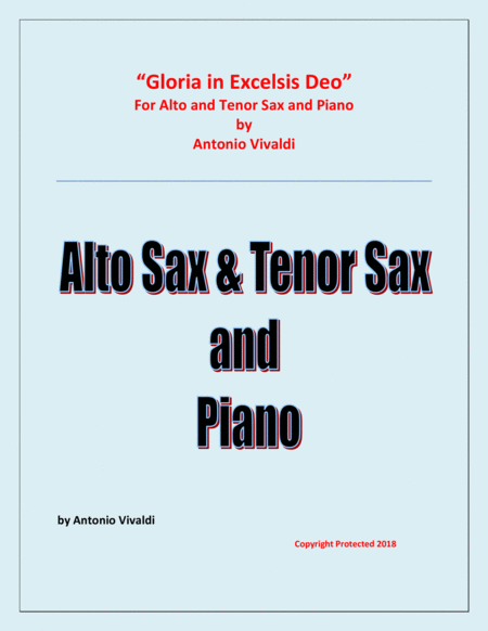 Free Sheet Music Gloria In Excelsis Deo For Alto Saxophone And Tenor Saxophone And Piano