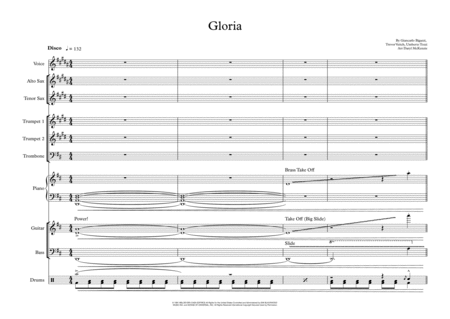 Free Sheet Music Gloria Male Vocal With 9 Piece Band Key Of D