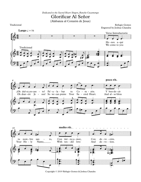 Glorificar Al Seor Alabanza Al Corazn De Jesus Sheet Music