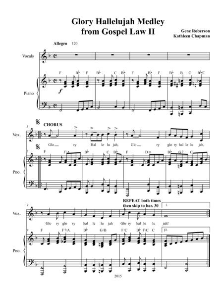 Free Sheet Music Glory Hallelujah Gospel Medley