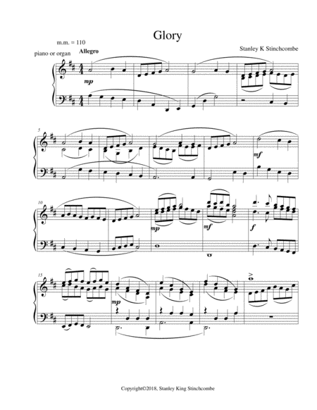 Glory Op 11 Sheet Music