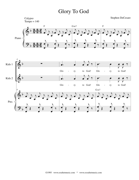 Free Sheet Music Glory To God Calypso