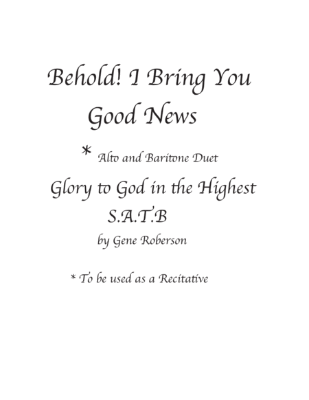 Free Sheet Music Glory To God In The Highest Choral With Vocal Duet