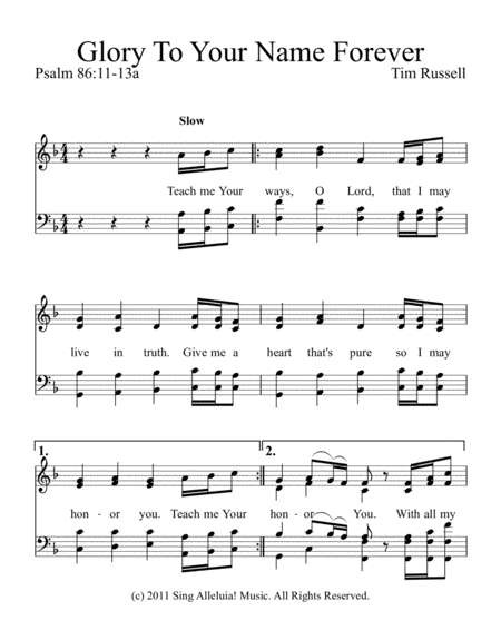 Free Sheet Music Glory To Your Name Forever