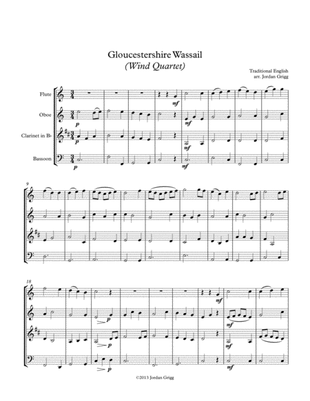 Gloucestershire Wassail Wind Quartet Sheet Music