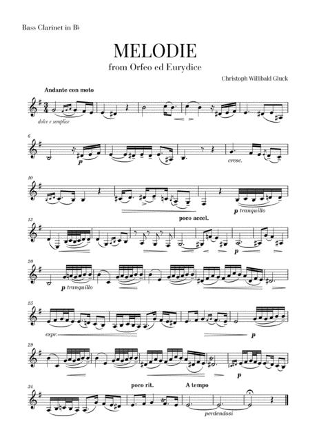 Gluck Melodie For Bass Clarinet Sheet Music