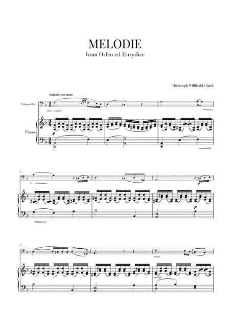 Gluck Melodie For Cello And Piano Sheet Music