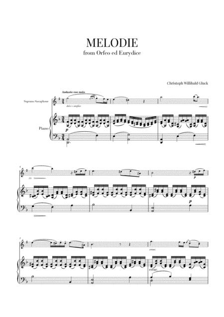 Gluck Melodie For Soprano Saxophone And Piano Sheet Music