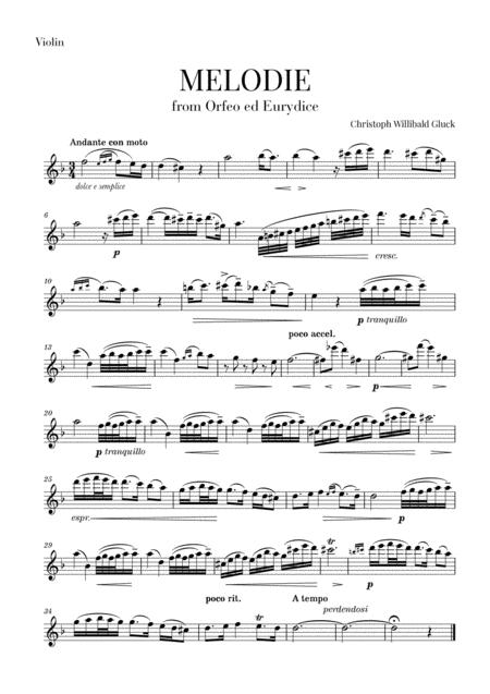 Free Sheet Music Gluck Melodie For Violin