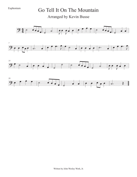 Go Tell It On The Mountain Easy Key Of C Euphonium Sheet Music