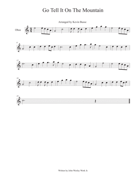 Go Tell It On The Mountain Oboe Sheet Music