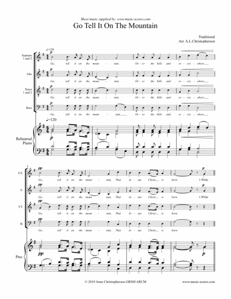 Go Tell It On The Mountain Ssattb Voice Sheet Music