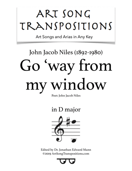 Go Way From My Window Transposed To D Major Sheet Music