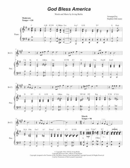 Free Sheet Music God Bless America Bb Clarinet And Piano