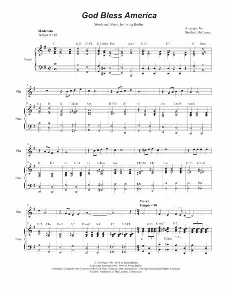 God Bless America Flute Or Violin Solo And Piano Sheet Music