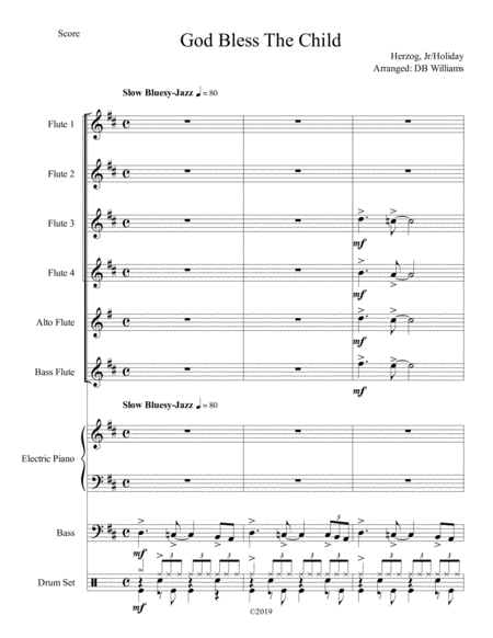 Free Sheet Music God Bless The Child Flute Choir