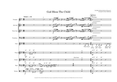 Free Sheet Music God Bless The Child Vocal With Small Band 4 Horns Key Of Ab