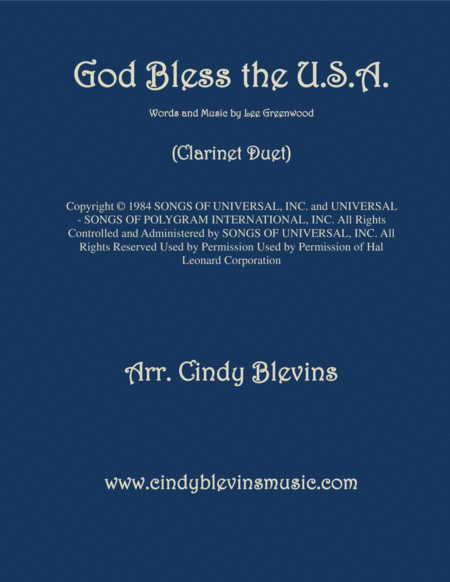 God Bless The Us A Arranged For Clarinet Duet Sheet Music