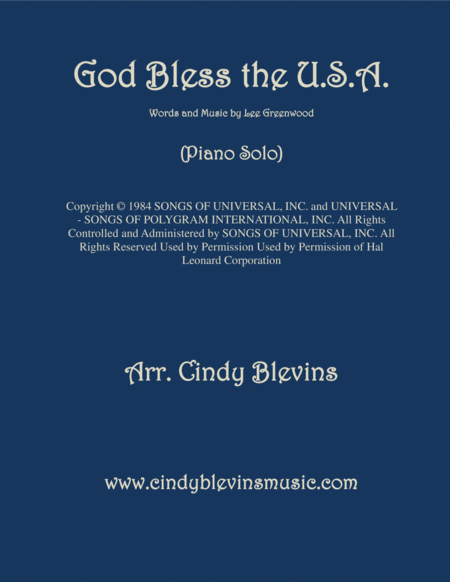 Free Sheet Music God Bless The Us A Arranged For Piano Solo