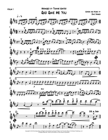 Free Sheet Music God Gave Me You String Quartet Trio Or Duo