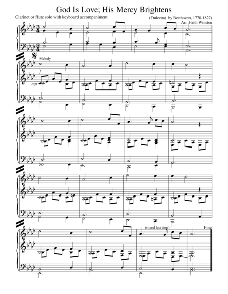 Free Sheet Music God Is Love His Mercy Brightens