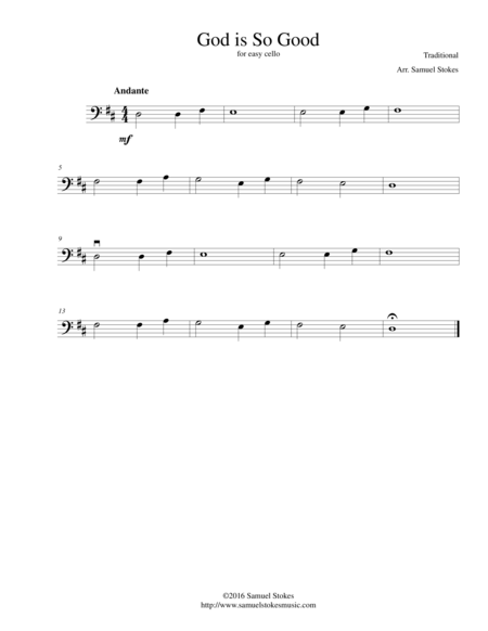 God Is So Good For Easy Cello Sheet Music