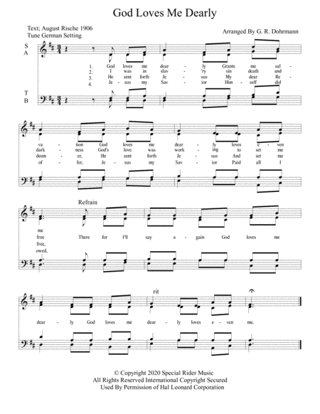 God Loves Me Dearly Sheet Music