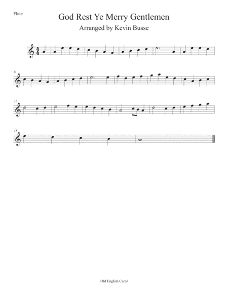 Free Sheet Music God Rest Ye Merry Gentlemen Easy Key Of C Flute