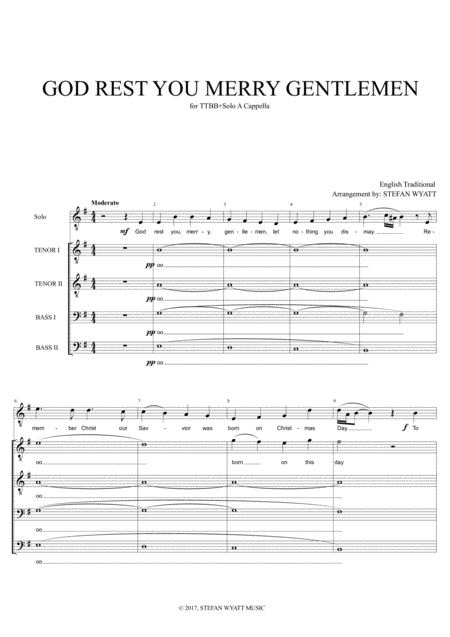 God Rest You Merry Gentlemen Ttbb Solo A Cappella Sheet Music