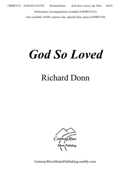 God So Loved Solo For Low Voice Optional Flute Sheet Music