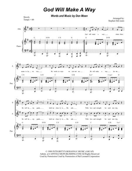 God Will Make A Way Duet For Soprano And Alto Solo Sheet Music