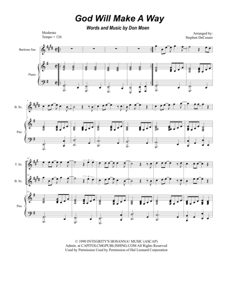 God Will Make A Way For Saxophone Quintet Sheet Music