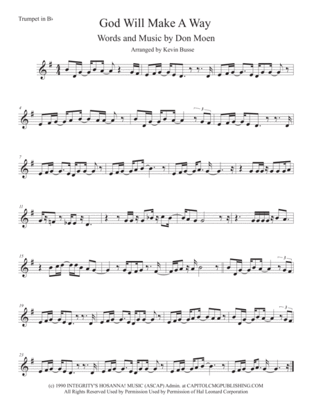 God Will Make A Way Trumpet Sheet Music