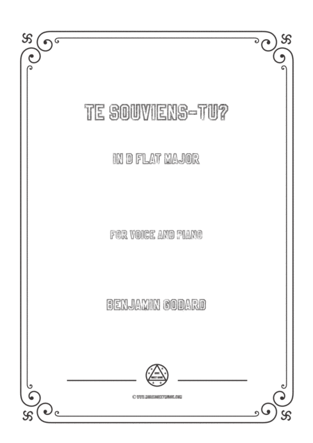 Godard Te Souviens Tu In D Flat Major For Voice And Piano Sheet Music