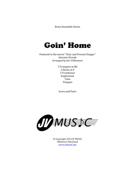 Goin Home By Antonin Dvorak For Brass Ensemble Sheet Music