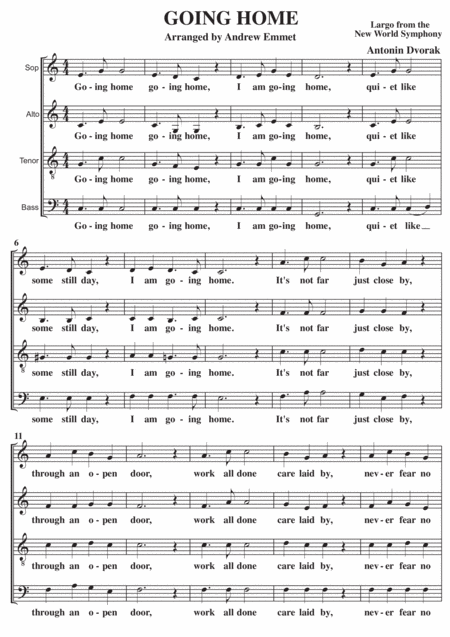 Going Home A Cappella Sheet Music