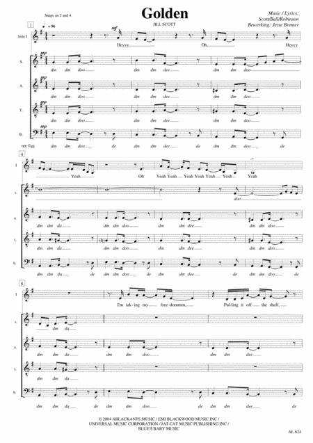 Free Sheet Music Golden Satb Solo A Cappella