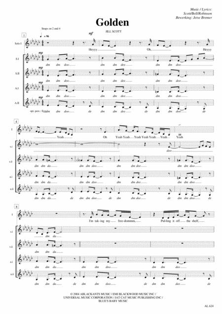Free Sheet Music Golden Ssaa Solo A Cappella