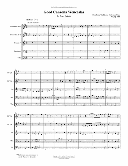 Free Sheet Music Good Canzona Wenceslas For Brass Quintet In Gabrieli Style