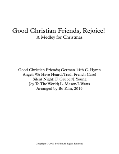 Free Sheet Music Good Christian Friends Rejoice Medley Of Carols